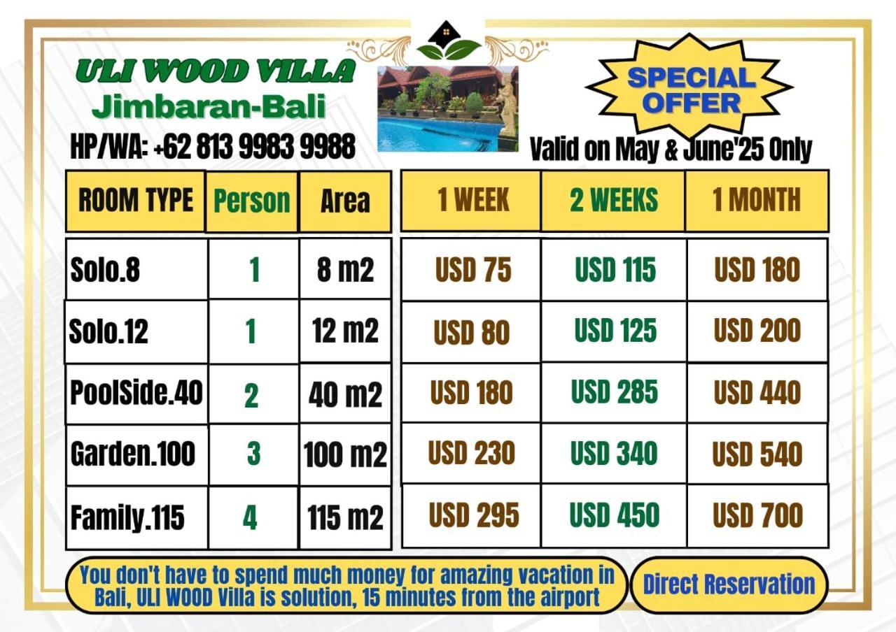 Uli Wood Villa, Jimbaran Bali - Near Gwk Exterior foto